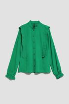 Koszula damska z długim rękawem, zielona, Moodo