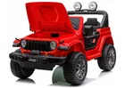 Lean Cars, Jeep Rubicon, pojazd na akumulator 4-4, DK-JWR556 4-200W 24V, czerwony