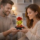 Lean Toys, wieczna róża w kopule, z oświetleniem LED, czerwona, 14-8 cm