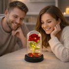 Lean Toys, wieczna róża w szklanej kopule LED, czerwona, 21,5-11 cm