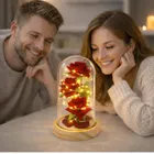 Lean Toys, wieczne róże w szklanej kopule LED, czerwone, 21,5-11 cm