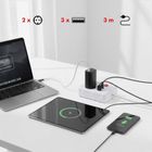 Maclean, listwa zasilająca, 2 gniazda, 3xUSB, 110-240V, AC 50/60HZ, 2.1A, 2500W, biała, 3m, MCE388 W