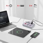 Maclean, listwa zasilająca, 4 gniazda, 3xUSB, 110-240V, AC 50/60HZ, 2.1A, 2500W, biała, 3m, MCE393 W