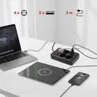 Maclean, listwa zasilająca, 4 gniazda, 3xUSB, 110-240V, AC 50/60HZ, 2.1A, 2500W, czarna, 3m, MCE393 B