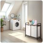 Massido, kosz na pranie, dwukomorowy na stelażu, 80l