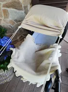 MimiNu, daszek do wózka, przeciwsłoneczna osłonka, muślin bawełniany, ciepły beż