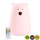 Miś, lampka silikonowa z pilotem, duża, różowa