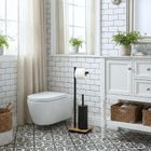 Nuxio, Ivlo, szczotka do WC z uchwytem na papier toaletowy i bambusową podstawką, 65 cm
