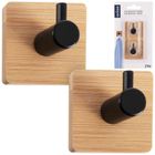 Orion, haczyk, wieszak samoprzylepny, drewniany, metalowy, czarny, 4,5-4,5 cm, 2 szt.