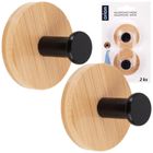 Orion, haczyk, wieszak samoprzylepny, drewniany, metalowy, czarny, 5 cm, 2 szt.