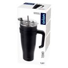 Orion, kubek termiczny z uchwytem, stalowy, czarny, 1,2l