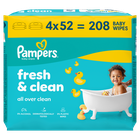 Pampers, Fresh Clean, chusteczki nawilżane dla dzieci, 4-52 szt.
