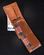 Portfel, brązowy, skórzany, Peterson