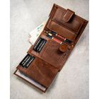 Portfel, brązowy, skórzany, Peterson