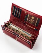 Portfel, czerwony, skórzany, RFID, Peterson