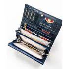 Portfel, niebieski, skóra naturalna i ekologiczna, Peterson