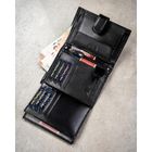 Portfel z brelokiem, czarny, skórzany, Peterson