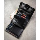 Portfel z brelokiem, czarny, skórzany, Peterson