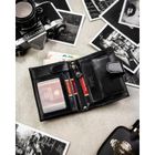 Portfel z brelokiem, czarny, skórzany, Peterson