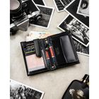 Portfel z brelokiem, czarny, skórzany, Peterson