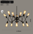 Reto, nowoczesna lampa sufitowa, żyrandol, pająk, czarny, 12-ramienny