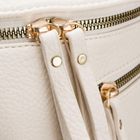 Saszetka na biodro, nerka, jasnobeżowa, skóra ekologiczna, Peterson