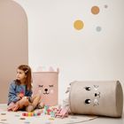 Sipo, kosz na zabawki XL, bawełniany, wodoodporny, zamykany na ściągacz, Różowy miś