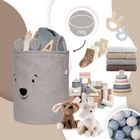 Sipo, Miś, kosz na zabawki XL, premium boucle, zamykany na ściągacz, szary