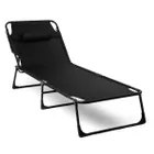 Składane łóżko turystyczne z materacem, czarne, 68-200 cm