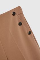 Spodnie materiałowe damskie, brązowe, Moodo