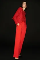 Spodnie materiałowe damskie, czerwone, Moodo