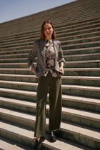 Spodnie materiałowe damskie, khaki, Moodo