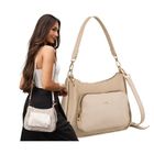 Torebka listonoszka, beżowa, skóra ekologiczna, Peterson