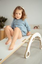 tupti.wood, 3w1: mały bujak montessori z uchwytami + mała zjeżdżalnia, drabinka + blat