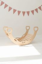 tupti.wood, duży bujak montessori z uchwytami + duża zjeżdżalnia, chmurki, naturalny