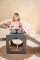 tupti.wood, kostka wielozadaniowa + mała zjeżdżalnia, drabinka, szara