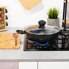 Vilde, Black line, patelnia granitowa głęboka ze szklaną pokrywką, 28 cm, 3,5 l