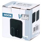 Vilde, haczyk wieszak samoprzylepny, czarny, 5-6,5 cm, 2 szt.