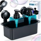 Vilde, półka pod prysznic na przyssawki, czarna, 23,5-13,5-15 cm