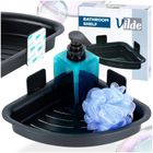 Vilde, półka pod prysznic, narożna, przyklejana, czarna, 28-22-8 cm