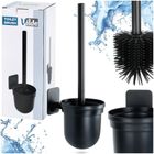 Vilde, szczotka do toalety, silikonowa z pojemnikiem wisząca, czarna, 35 cm