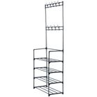 Vilde, wieszak na ubrania z regałem na buty, metalowy, czarny, 57-28-156 cm