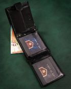 Zestaw prezentowy: Portfel, Brelok, czarny, skórzany, Peterson