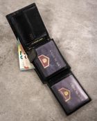 Zestaw prezentowy: Portfel, Brelok, czarny, skórzany, Peterson