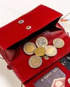 Zestaw prezentowy: Portfel, Brelok, czerwony, skórzany, Peterson