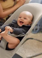 BabyBjörn, Balance Soft Woven/Jersey, leżaczek bujaczek, piaskowoszary