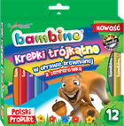 Bambino, kredki trójkątne z temperówką, 12 kolorów