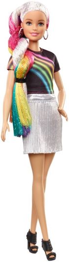 Barbie, Tęczowe włosy, lalka z akcesoriami