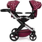 Bayer Design, Xeo Twin, bliźniaczy wózek dla lalek z torbą, bordo