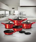 Berlinger Haus, Burgundy, zestaw: garnki granitowe z pokrywą + patelnie + akcesoria, 17 elementów